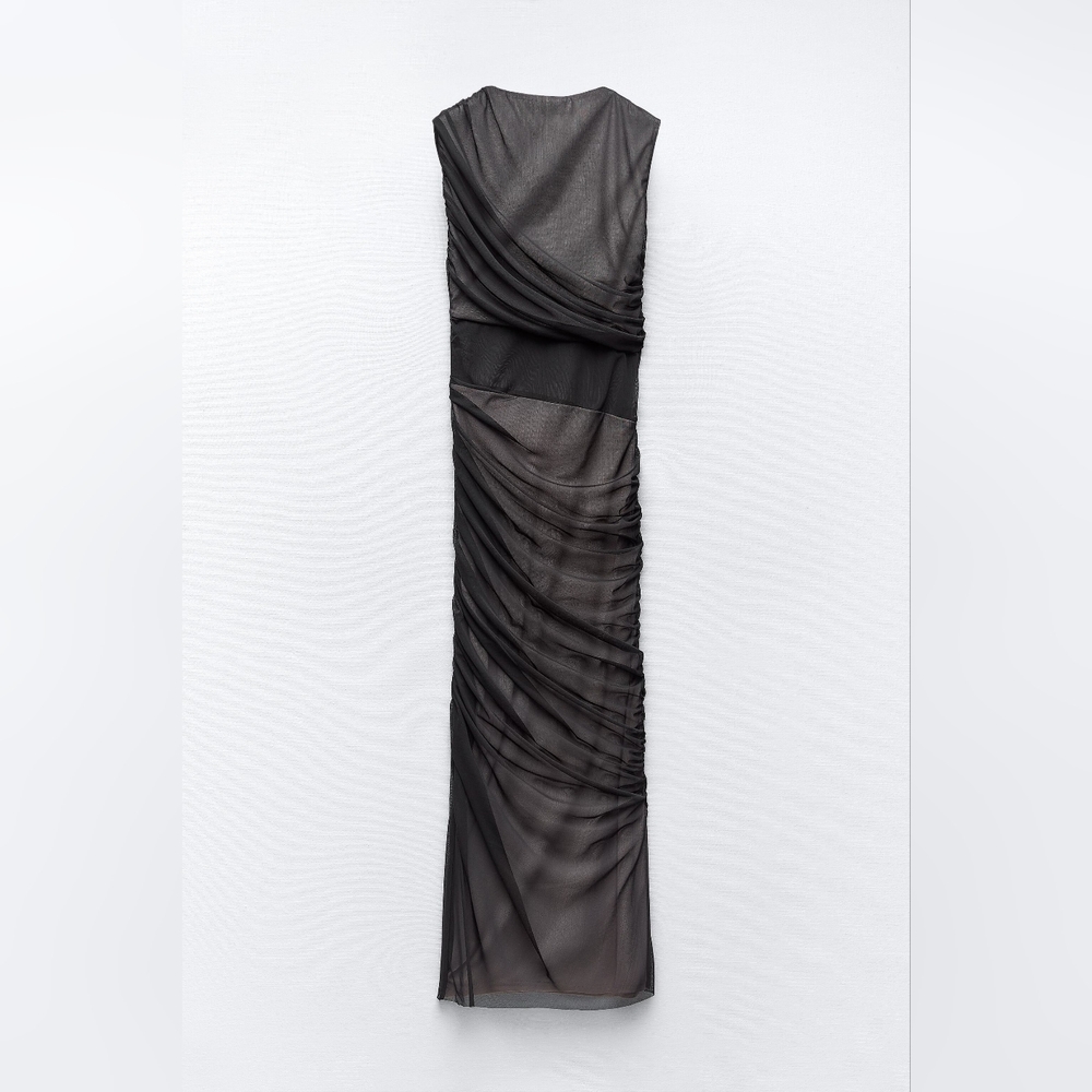 ZARA MIXED TULLE DRESS - Picture 6 of 10